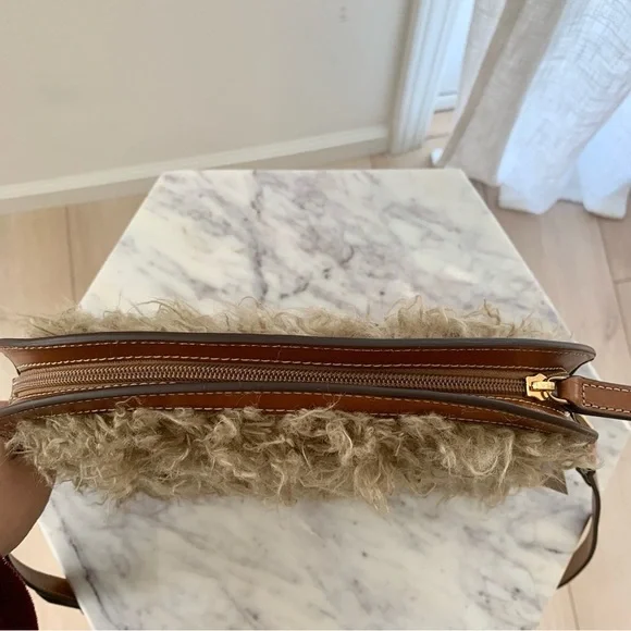 Eric Javits Baa Dome Faux Fur Crossbody Bag in Camel - Picture 13 of 16